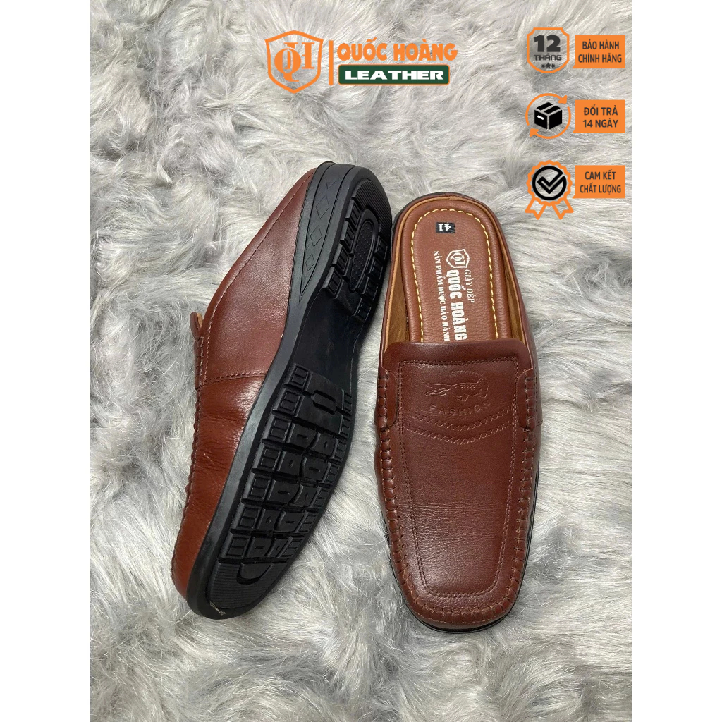 รองเท้า sapo ผู้ชาย BROWN หนังวัวแท้ 100% QUOC HOANG