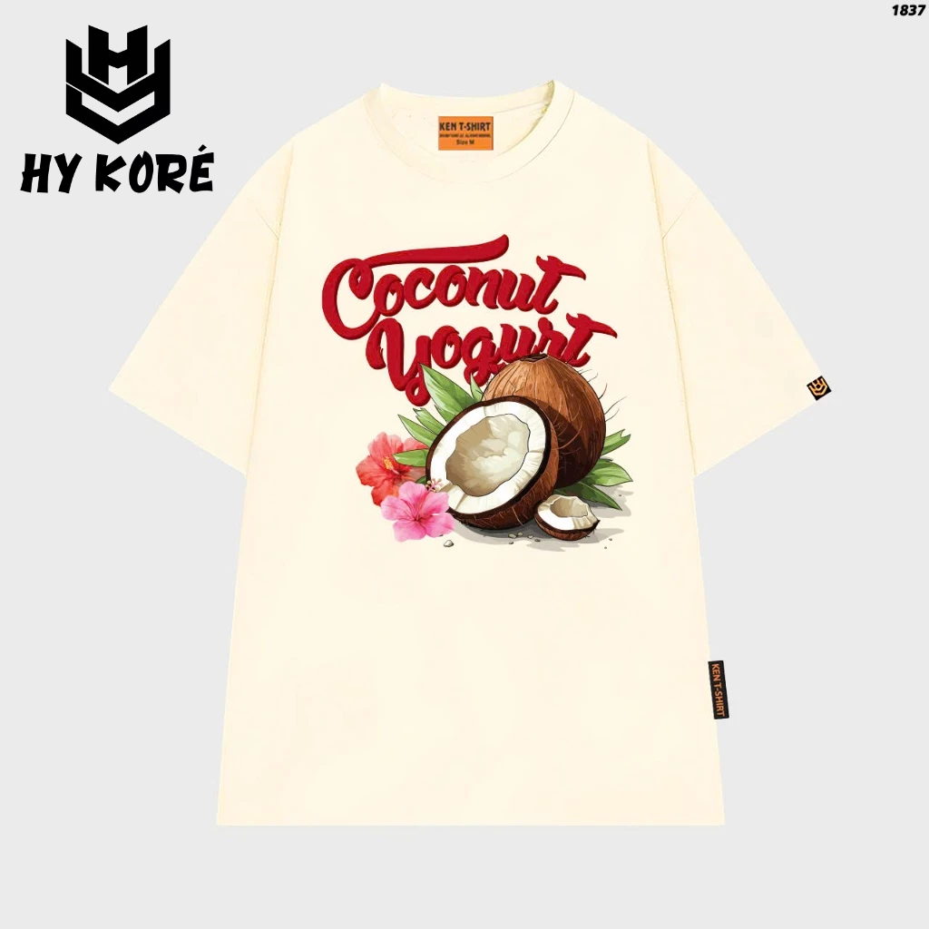 Localbrand HY KORÉ Coconut Yogurt 1837 Oversize Unisex เสื้อยืดหลวมสําหรับผู้ชายและผู้หญิง