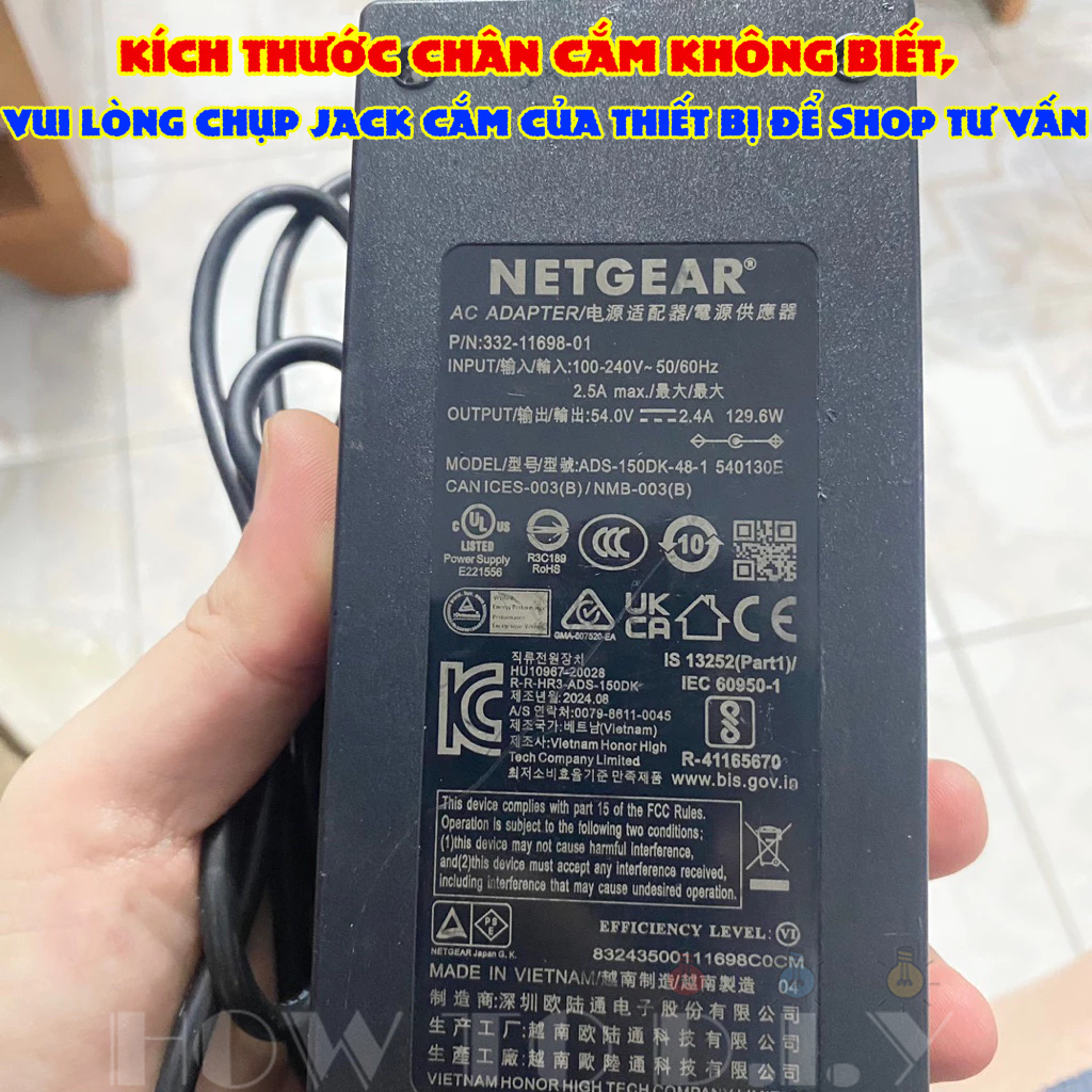 แหล่งจ่ายไฟ 54V 1.1A-1.25A-1.66A-2.4A-3.7A-3.9A-4.7A Netgear 60W-68W-90W-130W-200W-253.8W 5.5 pin ของแท้ถอดชิ้นส่วนผลิตภัณฑ์