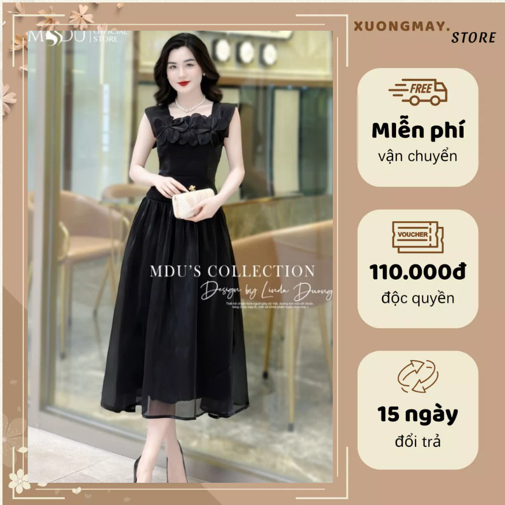 Mduxuongmay Designer Dress K35-D1-2 MDU4286 ผ้าไหมไฮไลท์ โบว์อ่อนโยนด้านหลัง