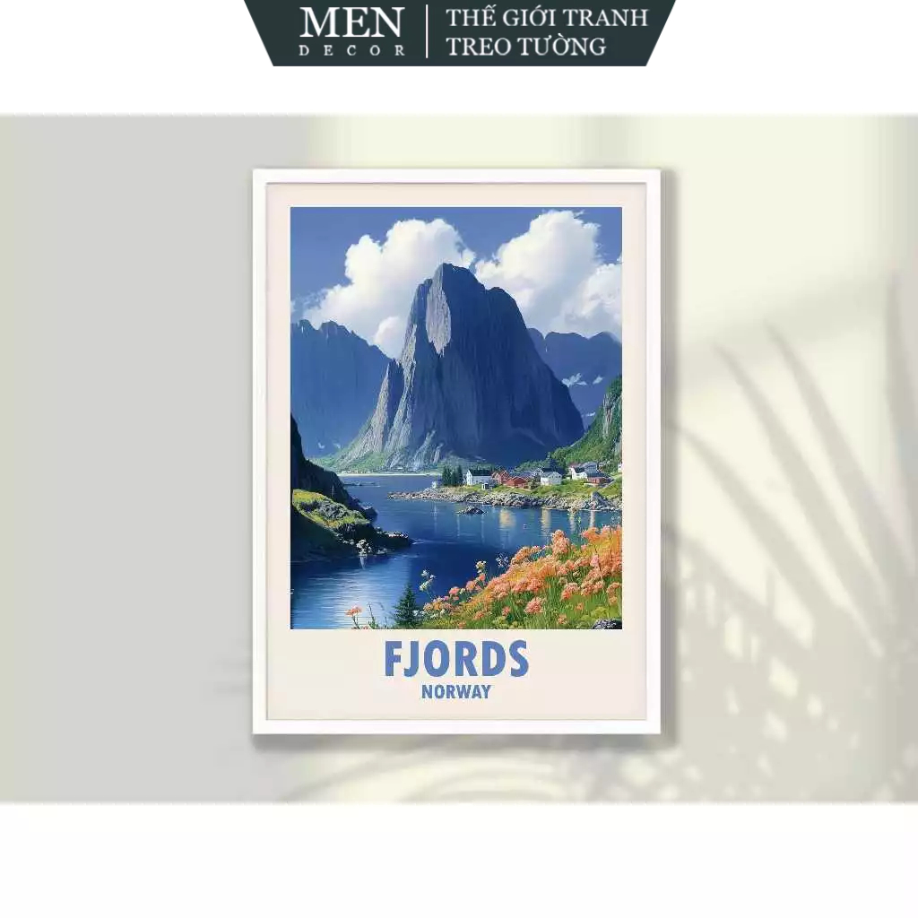 ภาพวาดติดผนัง Fjords Travel Poster - Fjords Print, Travel Print, พิมพ์ขออัพออน มาพร้อมเล็บแขวนรูปภาพ
