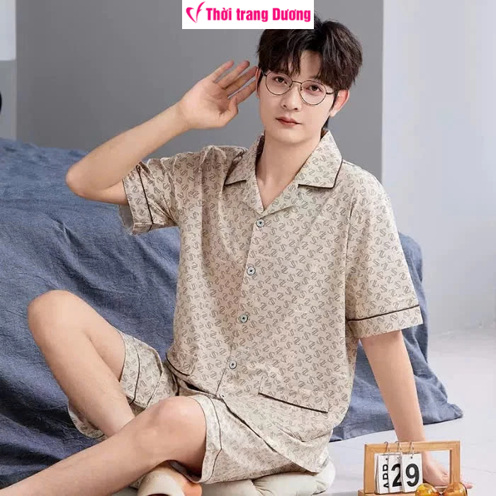 ชุดนอนผู้ชายวัยกลางคนสําหรับพ่อ แขนสั้น ผ้าฝ้าย นุ่ม โปร่ง สําหรับผู้ชายวัยกลางคน โอเค389 - ดูโอง แฟ