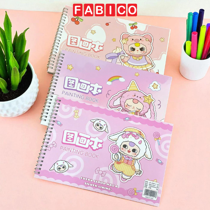 XO Combo 4 Spring Art Drawing Notebooks A4 Depai Cover Babythree 80g 30 แผ่น A4-2005-6