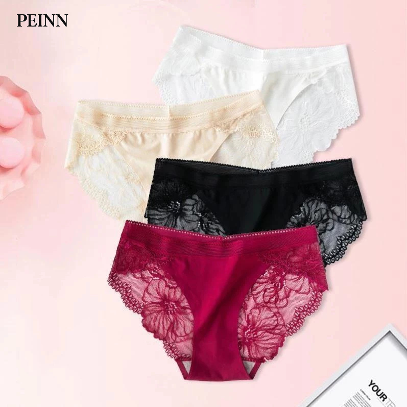 [Peinn] QLS19 กางเกงชั้นในลายดอกไม้ลูกไม้