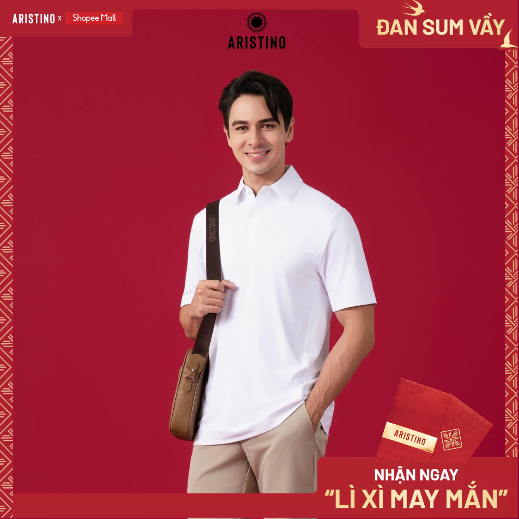 [BIGSIZE US] เสื้อโปโลกีฬาผู้ชาย ARISTINO แขนสั้น ดูดซับเหงื่อ ป้องกันรังสียูวี ยืดยืดหยุ่น - APS006