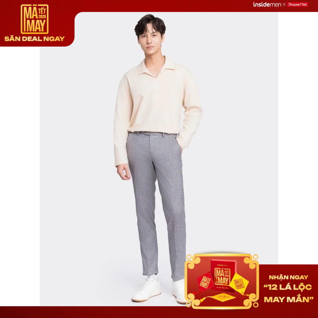 INSIDEMEN เสื้อยืดโปโลแขนยาวผู้ชายVคอเปิดลงผ้าฝ้าย 100% เกาหลีหลวมสไตล์Unisex ILP001W3