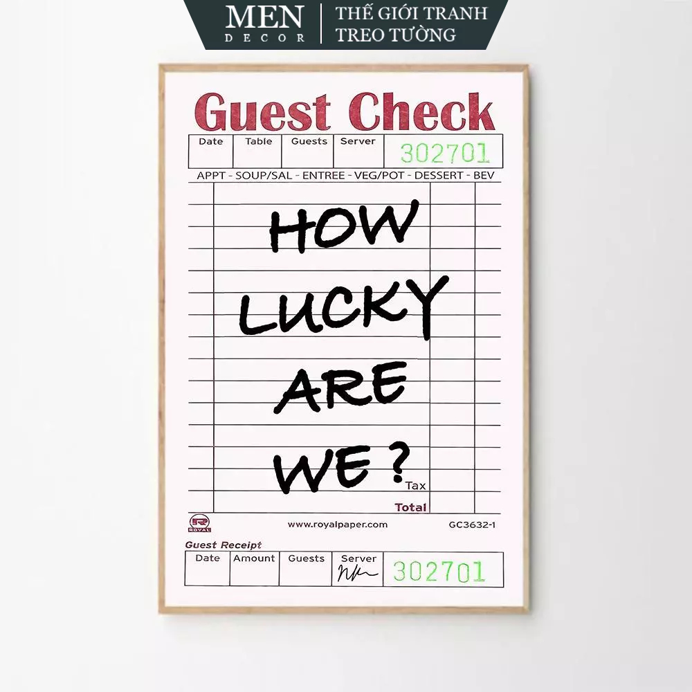 ภาพวาดติดผนัง How Lucky Are We Guest Check Quote Poster พิมพ์ตามขอ มาพร้อมเล็บแขวนรูปภาพ