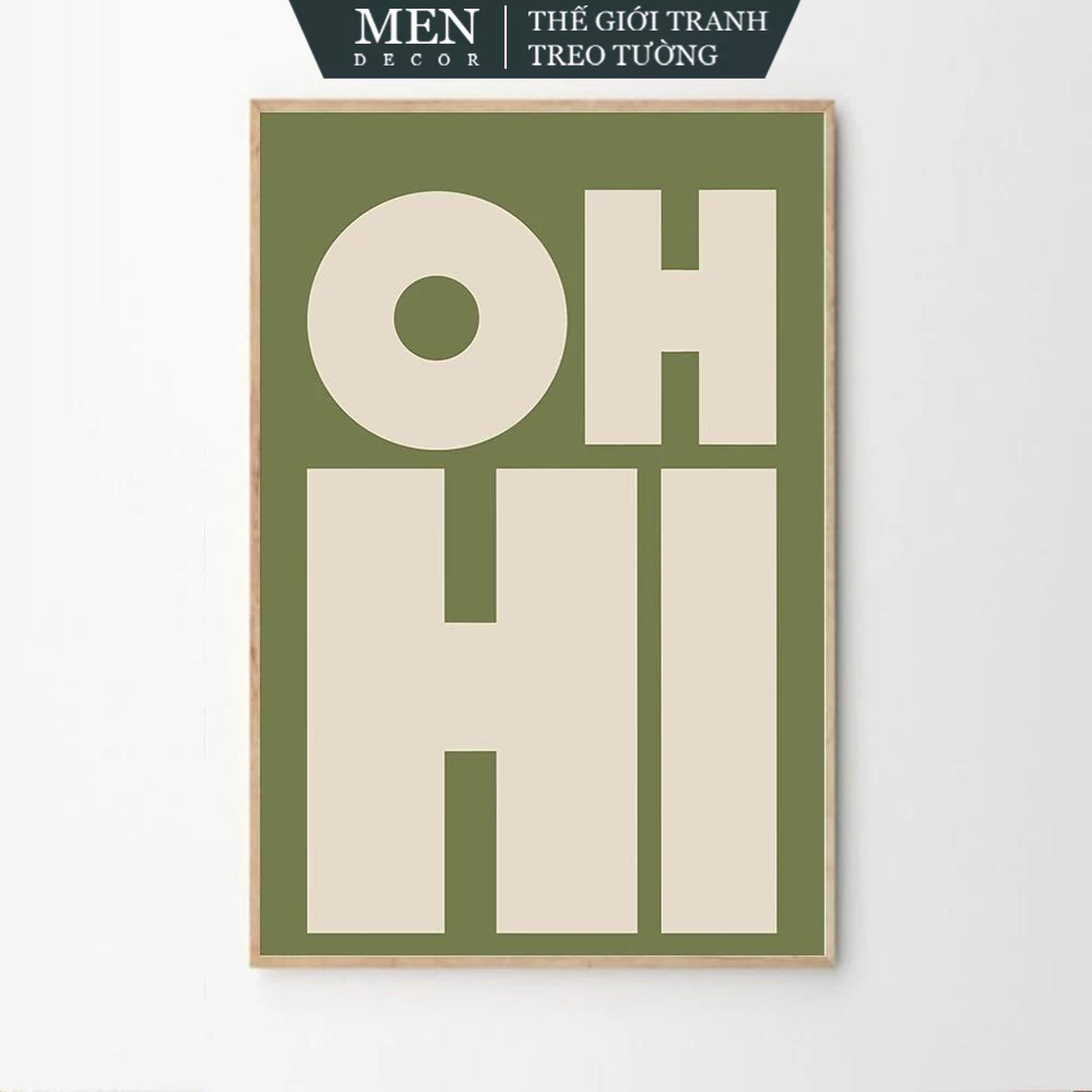 ภาพวาดติดผนัง Green OH HI Quote Poster พิมพ์ลายขอ มาพร้อมเล็บแขวนรูปภาพ