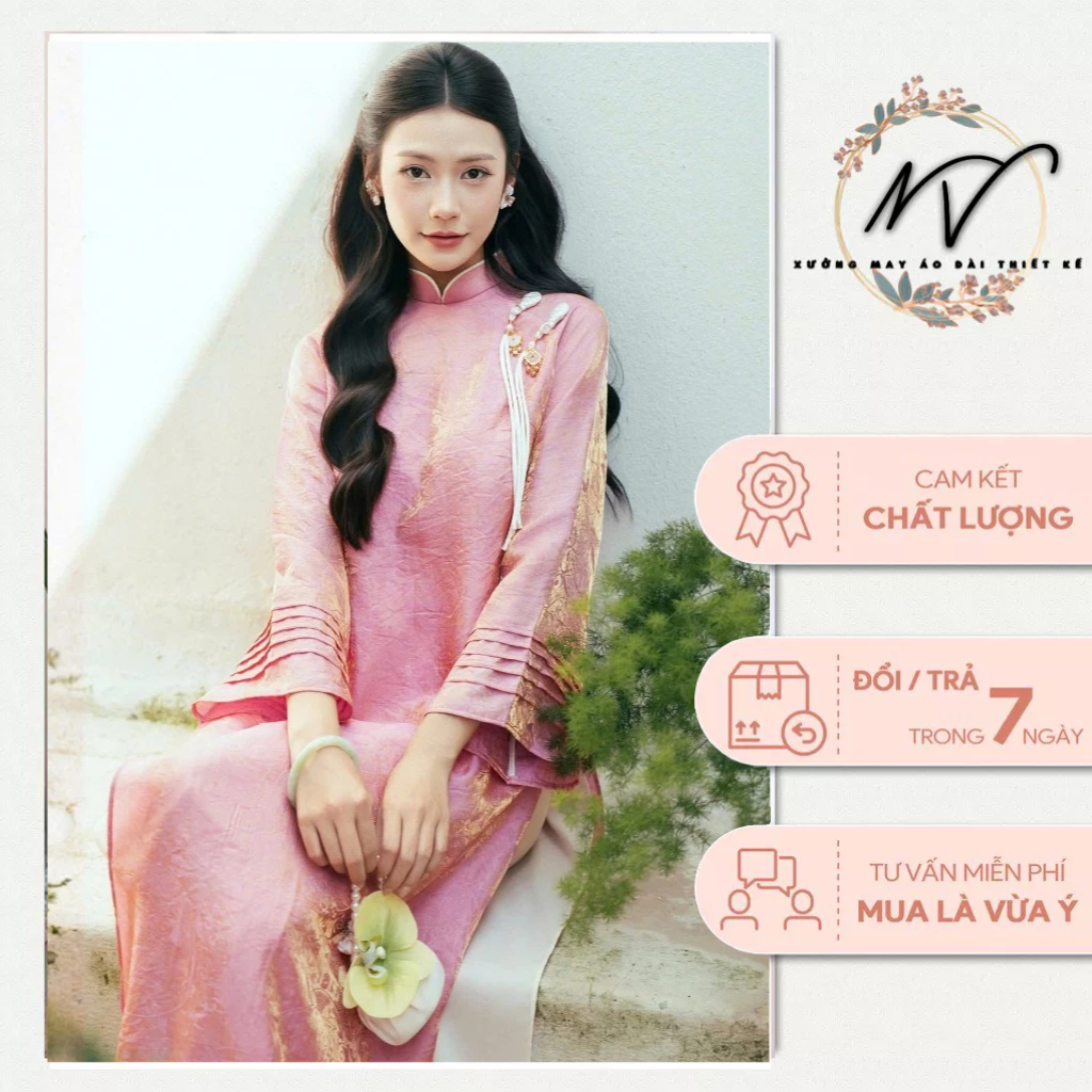 THHANH NHA modernized ao dai - NV ao dai - วัสดุไหมเงา กางเกงคุณภาพเดียวกัน คอนซีลเลอร์ เน้นพู่หยกหร
