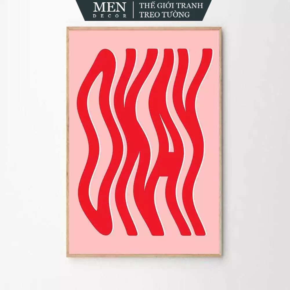 ภาพวาดติดผนัง โปสเตอร์ Ok Print Art Wave Text Wall Art พิมพ์ขออัพ มาพร้อมเล็บแขวนรูปภาพ