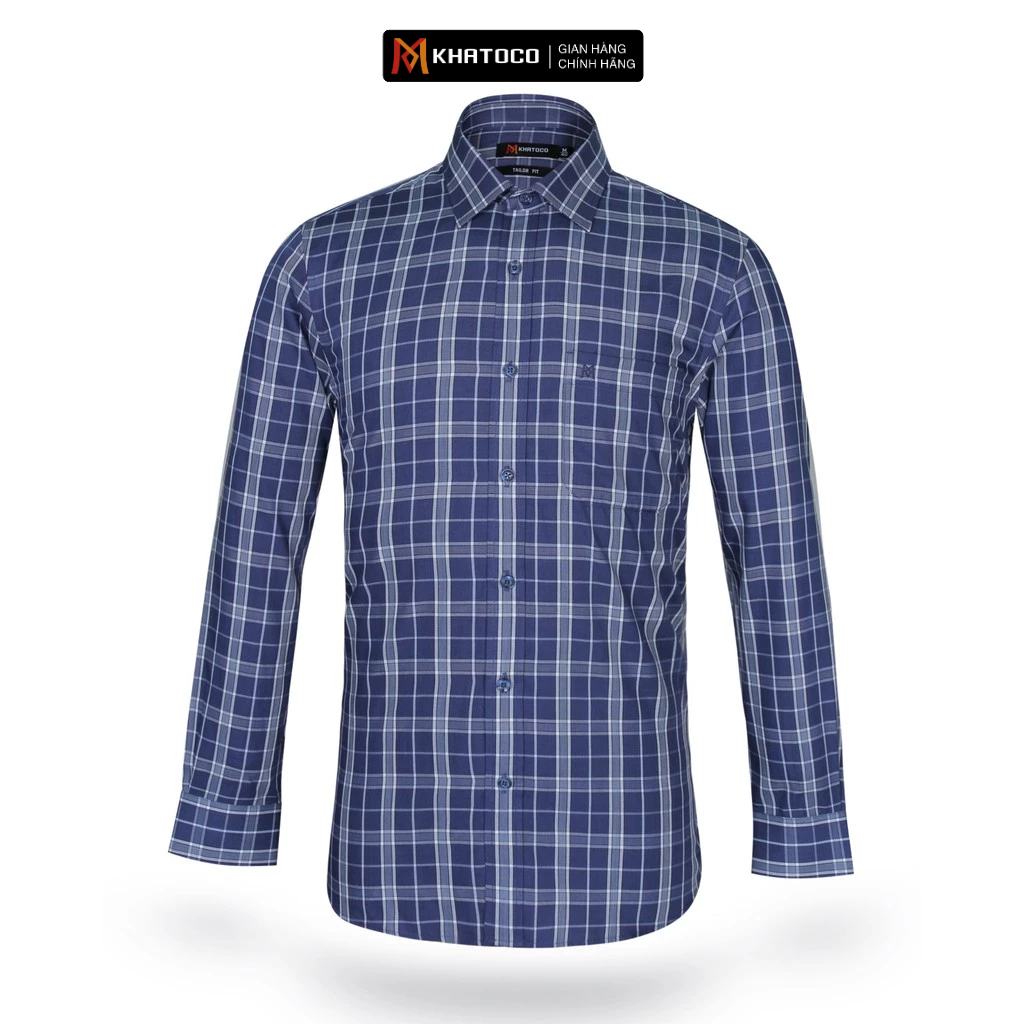 KHATOCO เสื้อเชิ้ตลายสก๊อตแขนยาวผู้ชาย A1MD468T1-CNCR251-2501-D