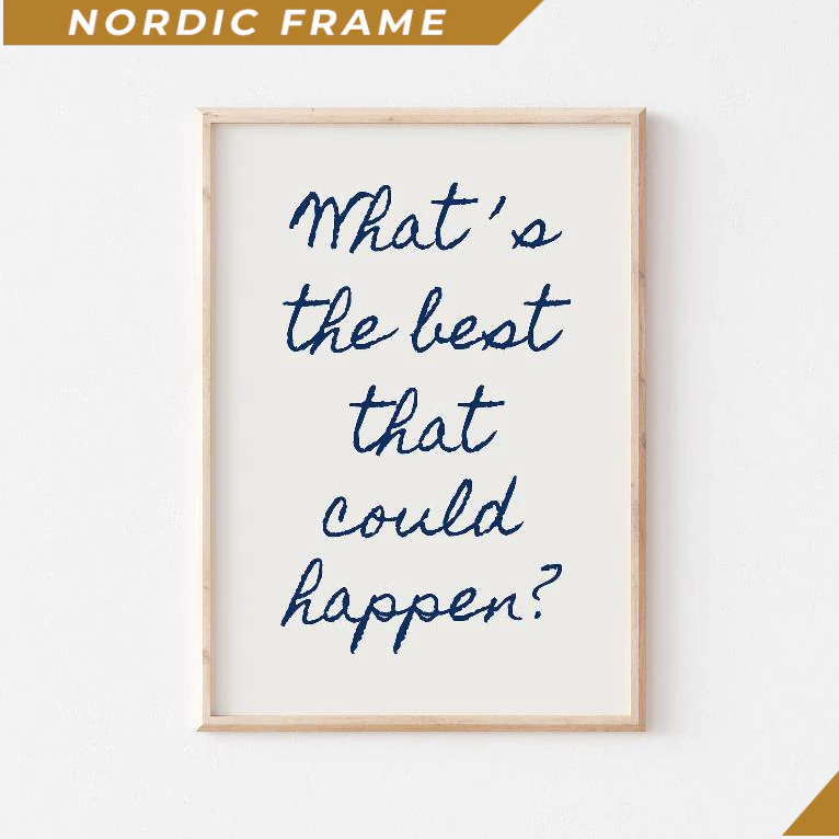 ภาพวาดติดผนัง, What_s ที่ดีที่สุดที่ Could Happen Quote Poster, Uplifting Quote Art Print, Navy Blue