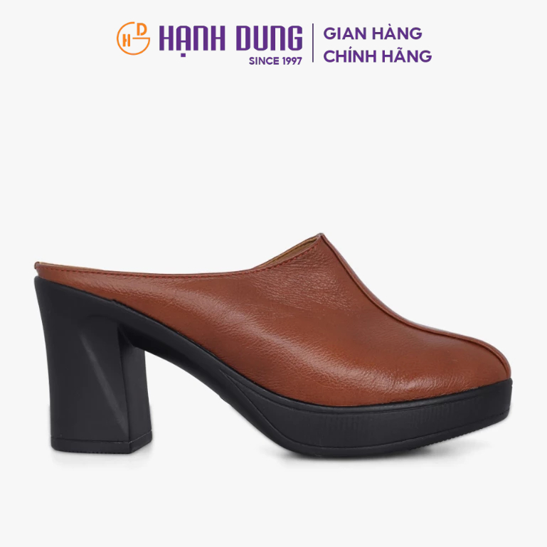 HCM - รองเท้าแตะปิดนิ้วเท้า Hanh Dung Basic HD หนังเรียบ041027AD (สีเบจ - สีดํา)
