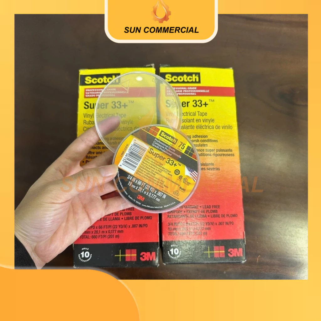 ไวนิล 3M SCOTCH SUPER 33+ เทปแม่เหล็กไฟฟ้า, 3/4 IN X 66 FT (19 MM X 20,1 M)