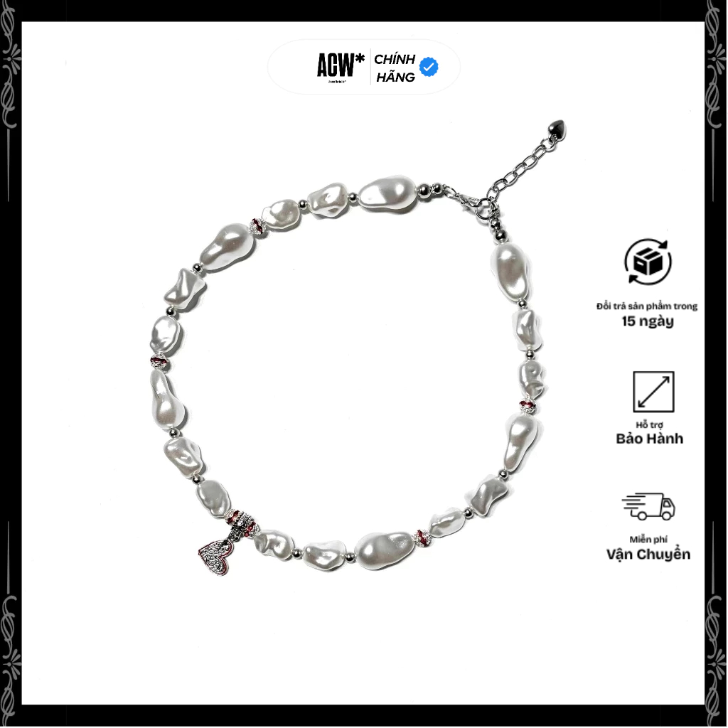 สร้อยคอโชคเกอร์ชาร์ม ABS สีเงินสแตนเลส - สร้อยคอ Access Little Heart