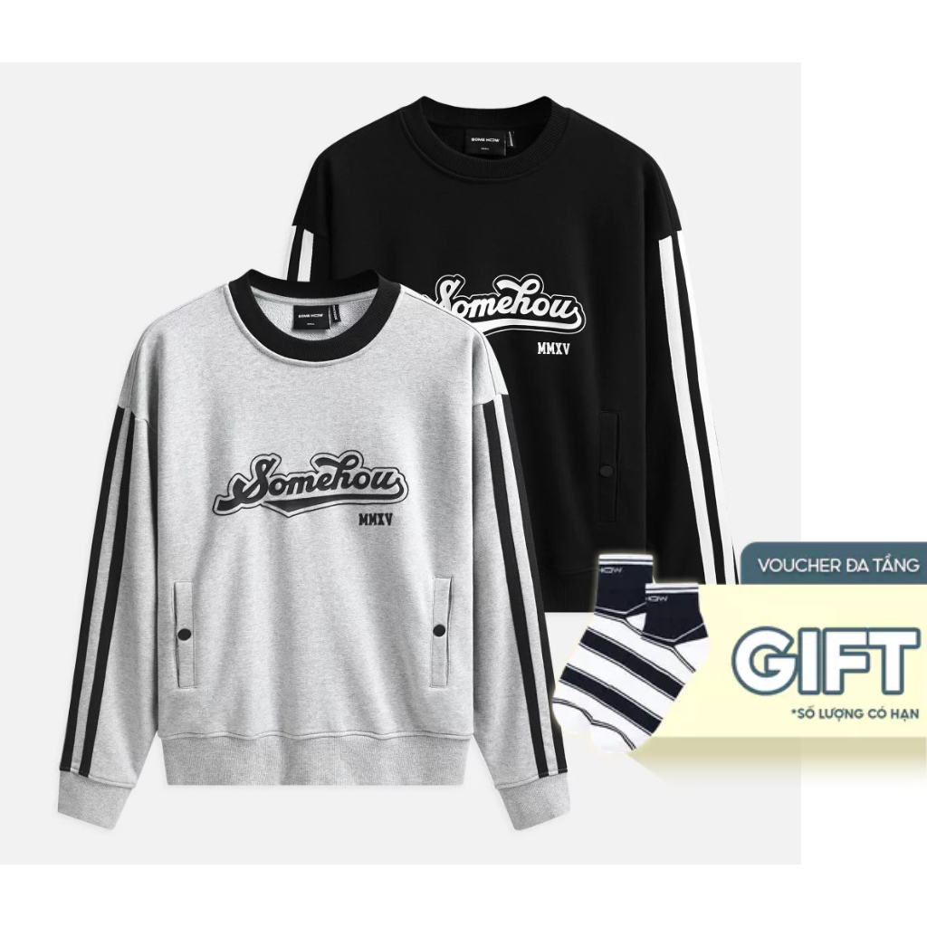 เสื้อสเวตเตอร์ผู้ชาย Vintage Athletic Snap ผ้าคอตตอนผ้าฟลีซใส่สบาย SW0008,SOME HOW STORE