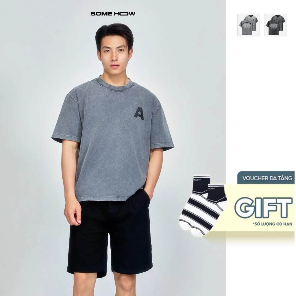 เสื้อยืดผู้ชาย Boxy Athletic Shadow ผ้าคอตตอนใส่สบาย AT0297 SOME HOW STORE