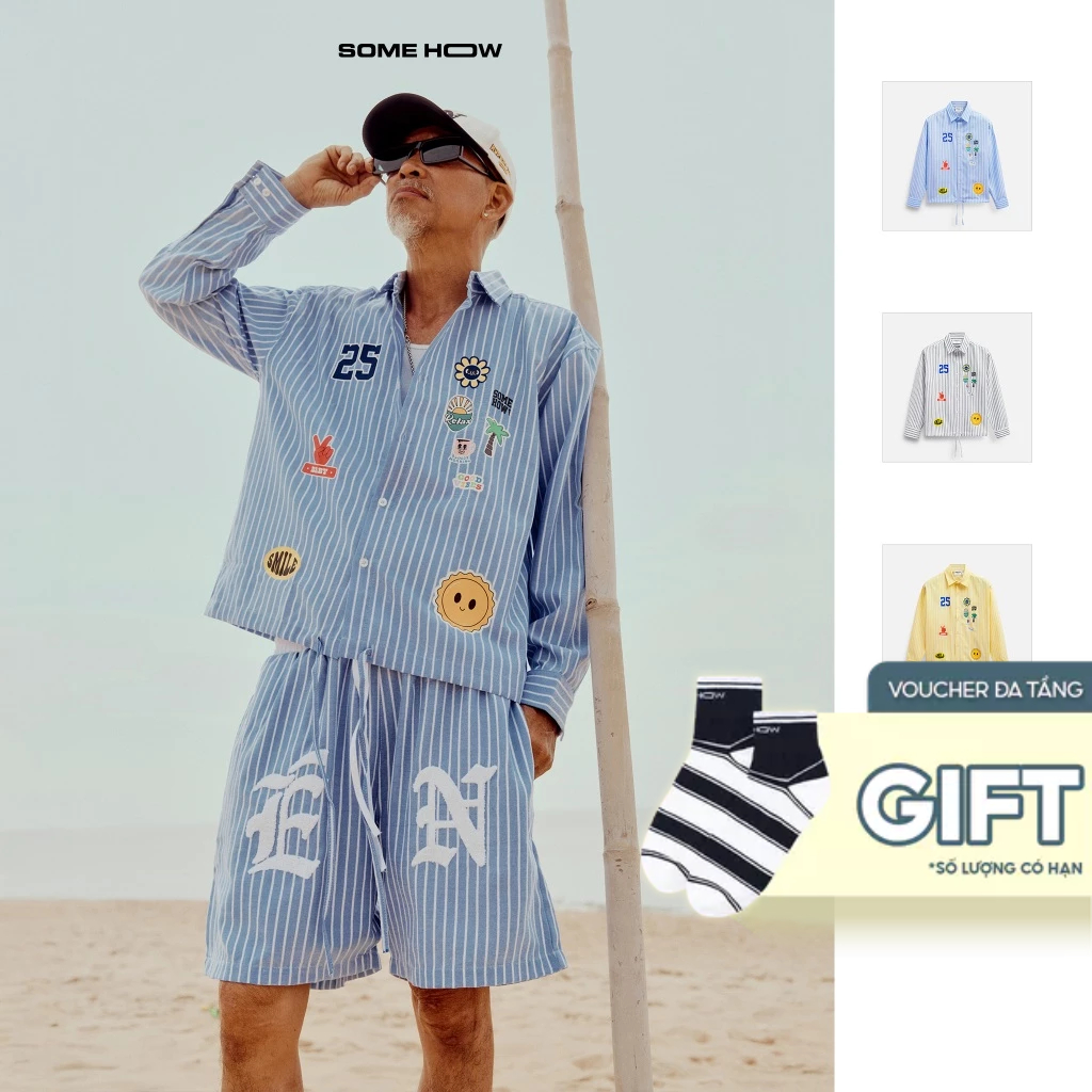 เสื้อ Boxy Stripes Athletic * Swallow Col 25 ผ้าคอตตอนใส่สบาย SM0173 SOME HOW STORE