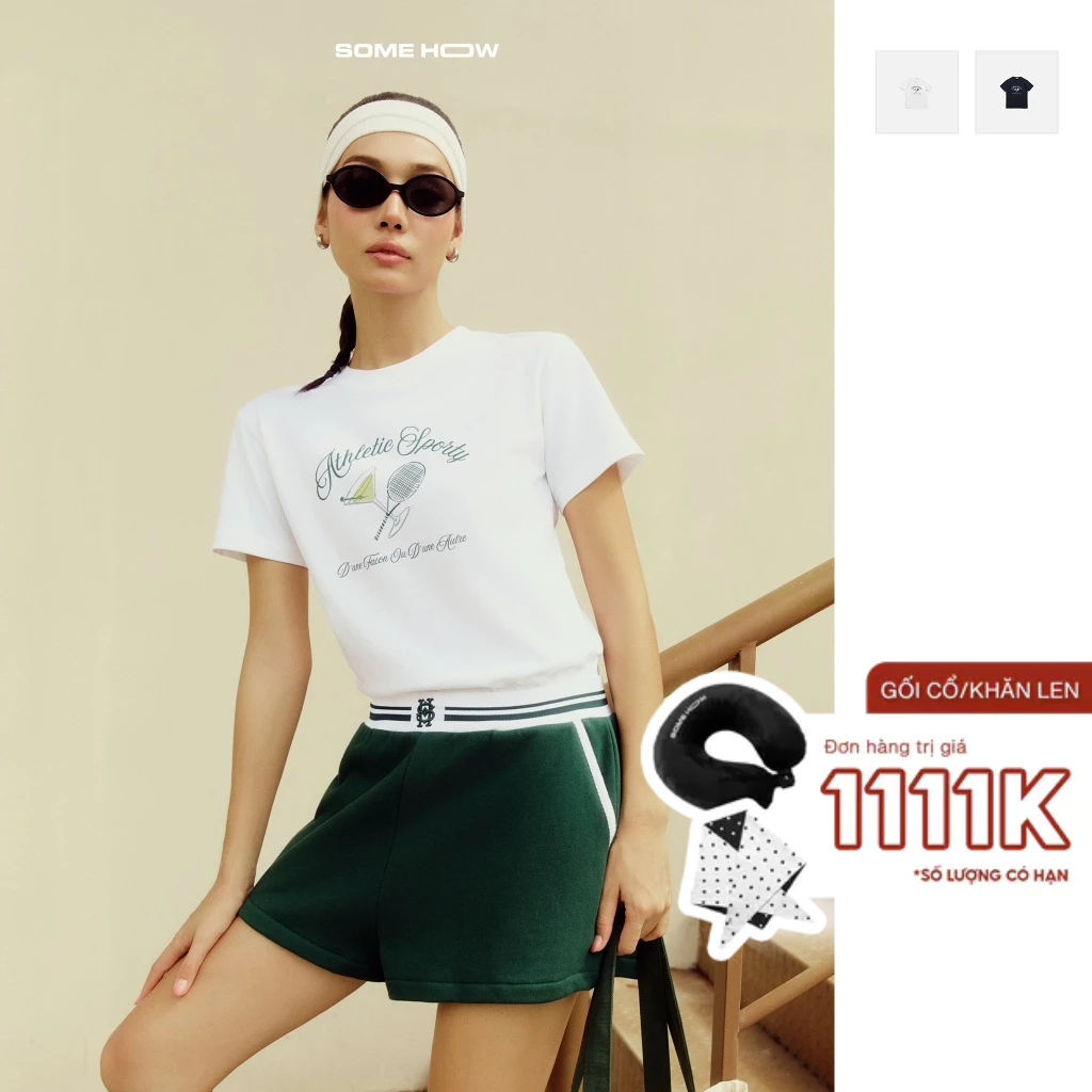 เสื้อยืดผู้หญิง Athletic Sporty ผ้าคอตตอน - 245GSM, WAT035 SOME HOW STORE