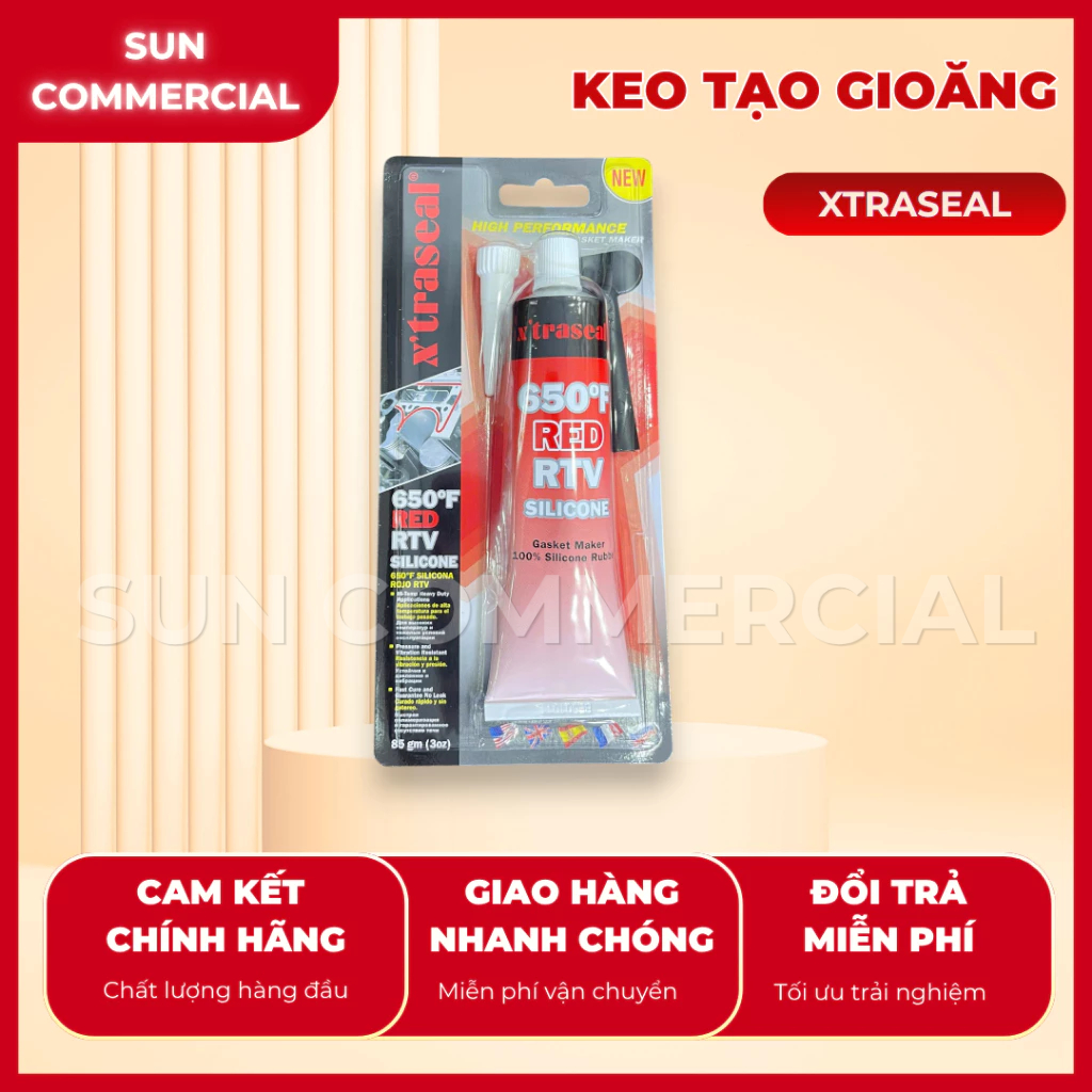 Xtraseal 650 F Red RTV Silicone, 85/tube, ยาแนวทนความร้อน