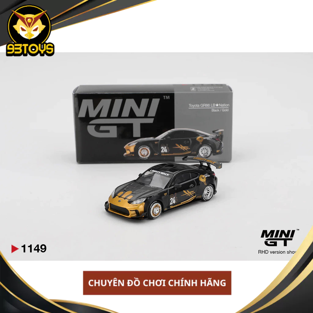 CAR MODEL Mini GT Box Version MGT01149 Toyota GR86 LB*Nation Black / Gold