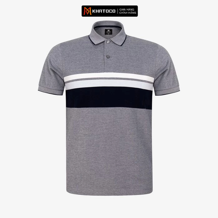 KHATOCO เสื้อโปโลผู้ชายไม่มีกระเป๋า รหัส A2MN498R2-CNSC060-1602-N