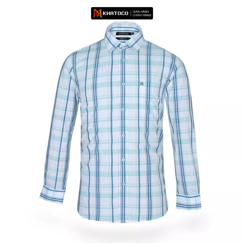 KHATOCO เสื้อเชิ้ตลายสก๊อตแขนยาวผู้ชาย A1MD468T1-CNCR258-2412-D