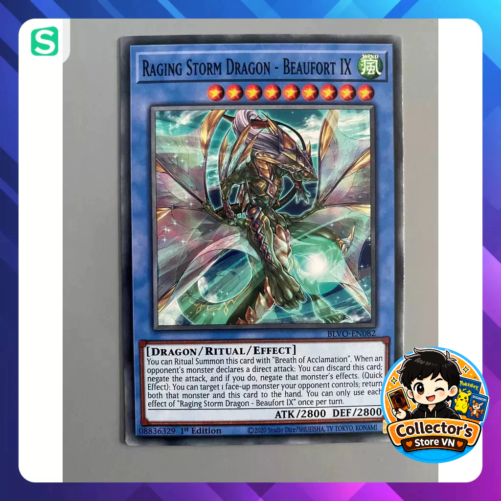 การ์ด Yugioh (UK) - BLVO-EN082; Raging Storm Dragon - Beaufort IX; COMMON