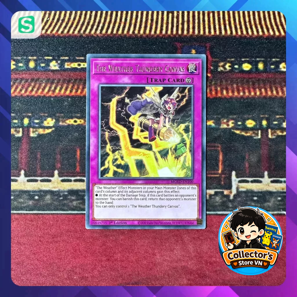 การ์ด Yugioh (UK) - MGED-EN100; The Weather Thundery Canvas; หายาก