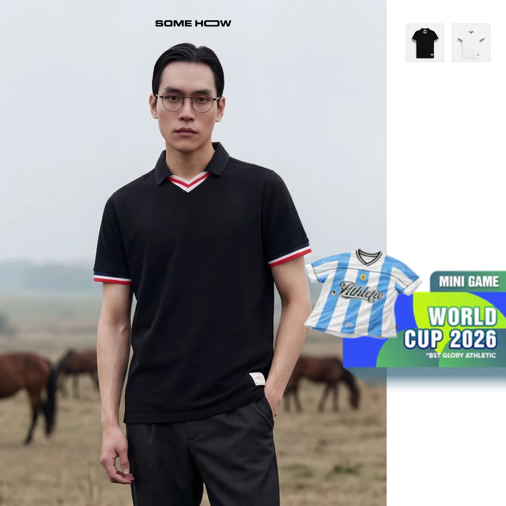 [N] เสื้อโปโลทรงเข้ารูปพร้อมคอเต่าและผ้าจระเข้ผ้าฝ้าย 4 ทางสบาย PL0217 SOME HOW STORE