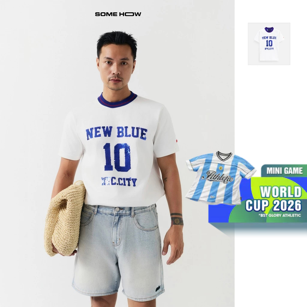 เสื้อยืดผู้ชาย Regular New Blue NYC 360GSM ผ้าคอตตอนใส่สบาย AT0299 SOME HOW STORE