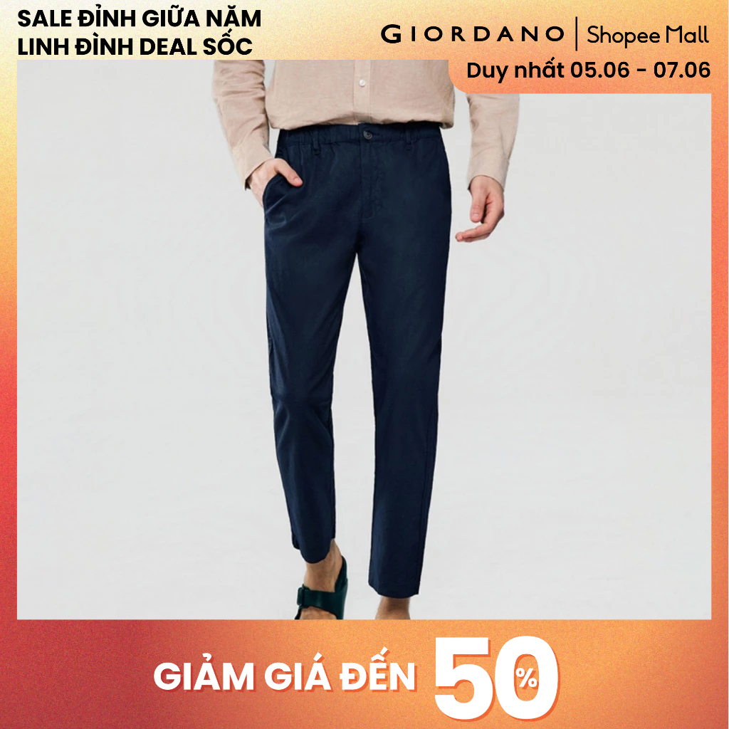 GIORDANO กางเกงข้อเท้าผ้าลินินผู้ชาย 01126202