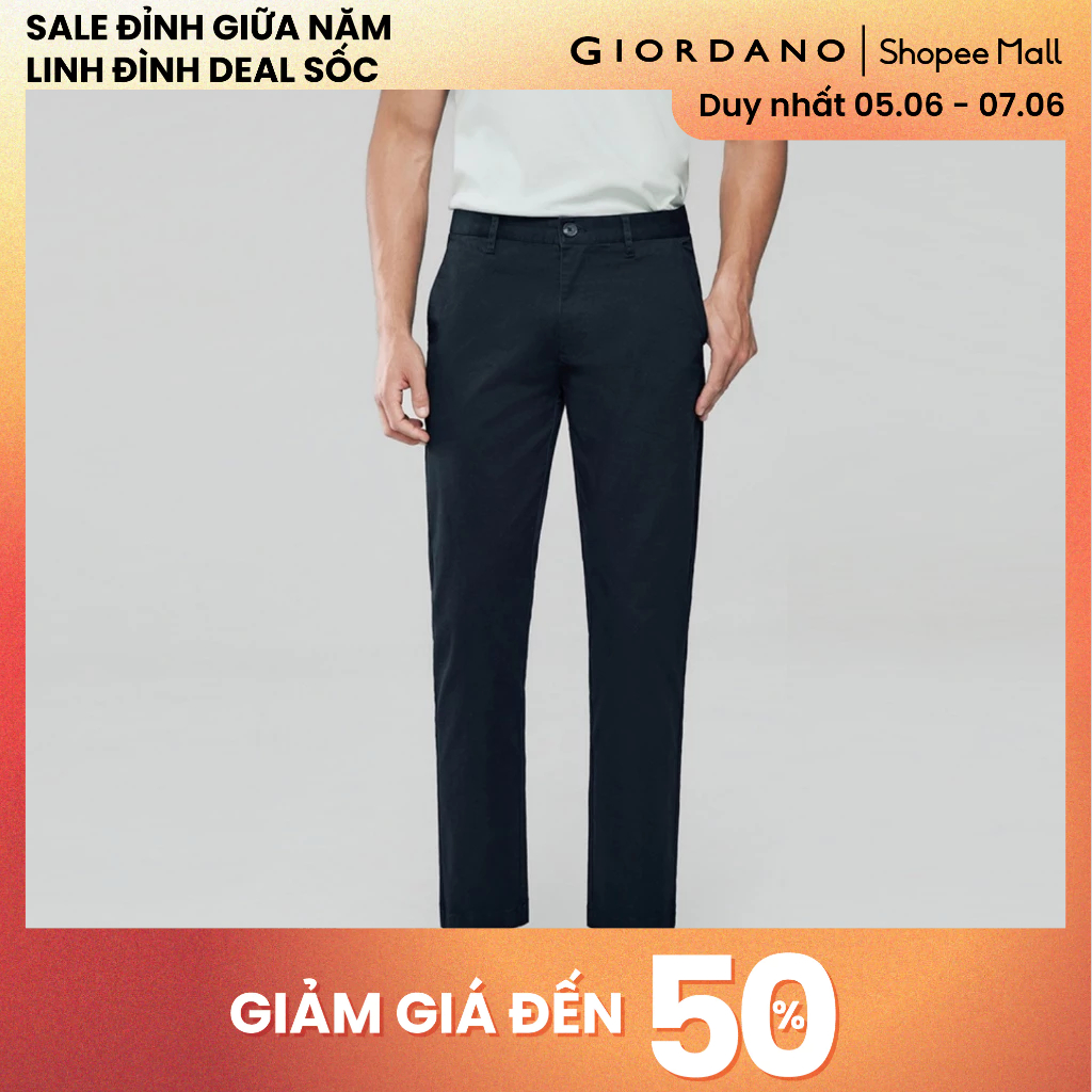 GIORDANO กางเกงหุ้มข้อสีกากีผู้ชาย 01126006