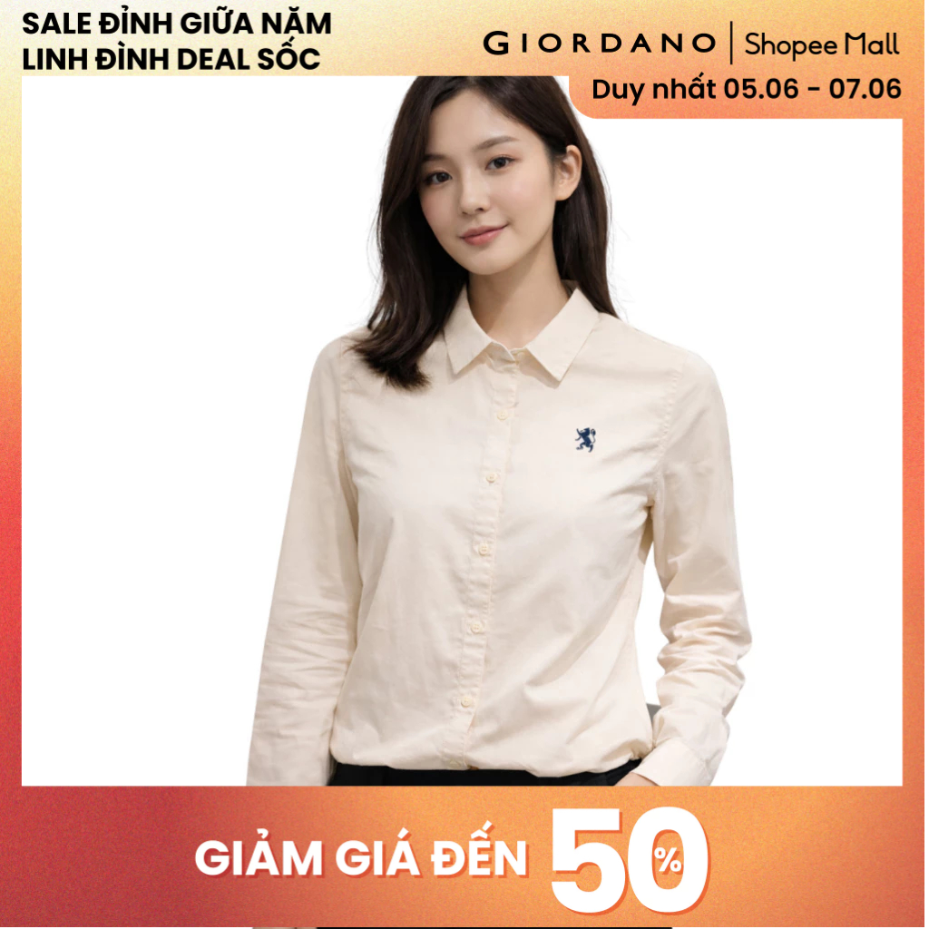 เสื้อเชิ้ตผู้หญิง GIORDANO Lion Logo 5345093