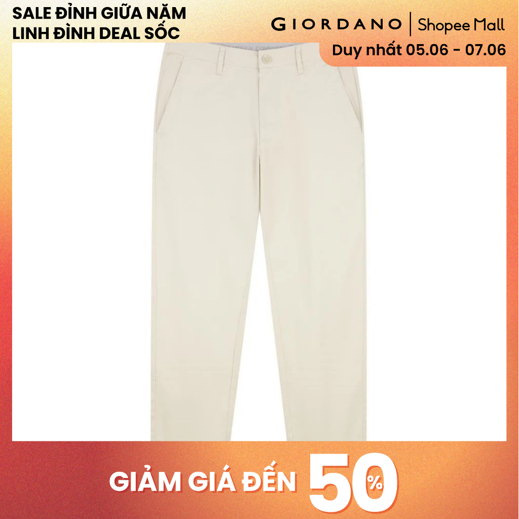 GIORDANO กางเกงหุ้มข้อสีกากีผู้ชาย 01125006