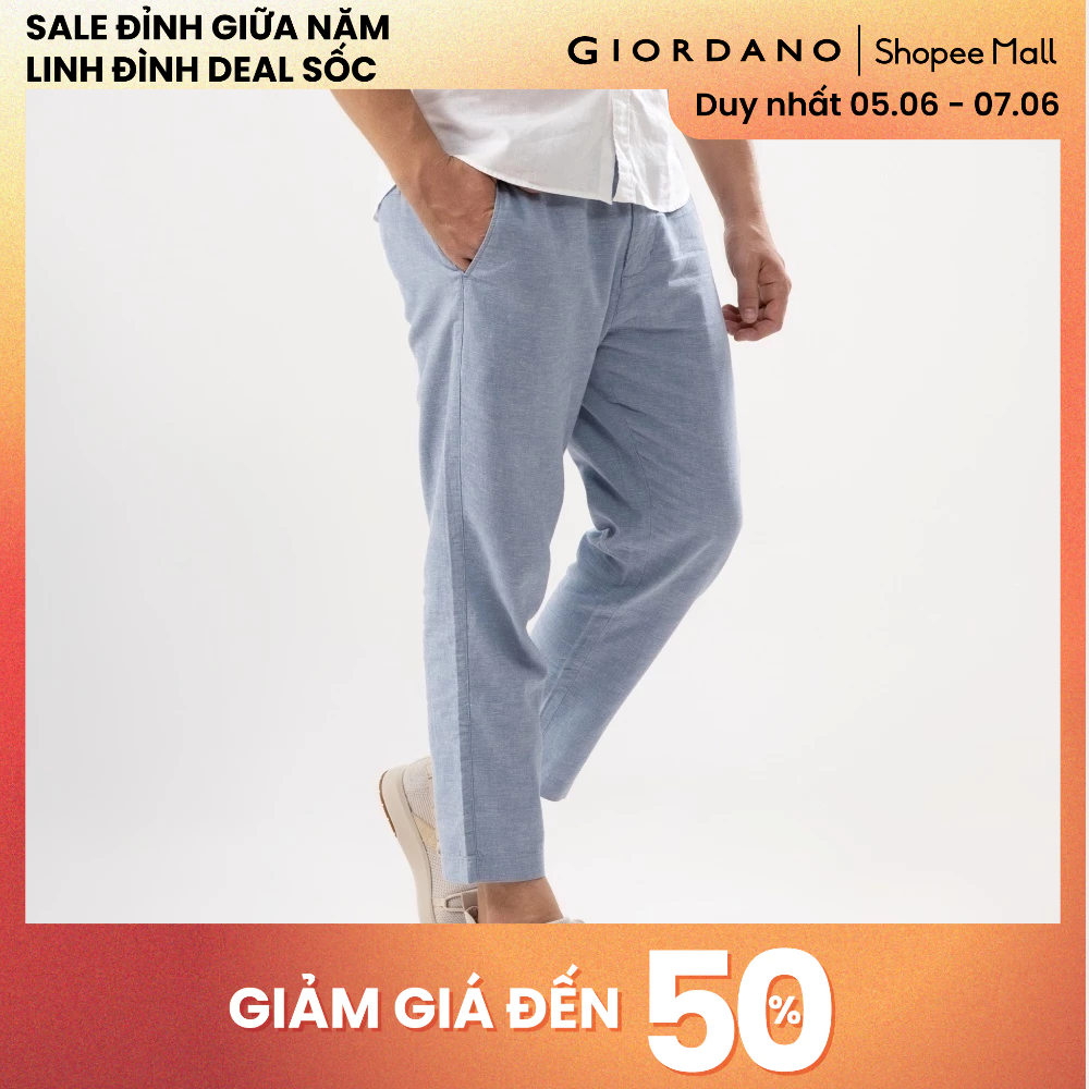 กางเกงขาสั้นผ้าลินินผู้ชาย GIORDANO 01125202