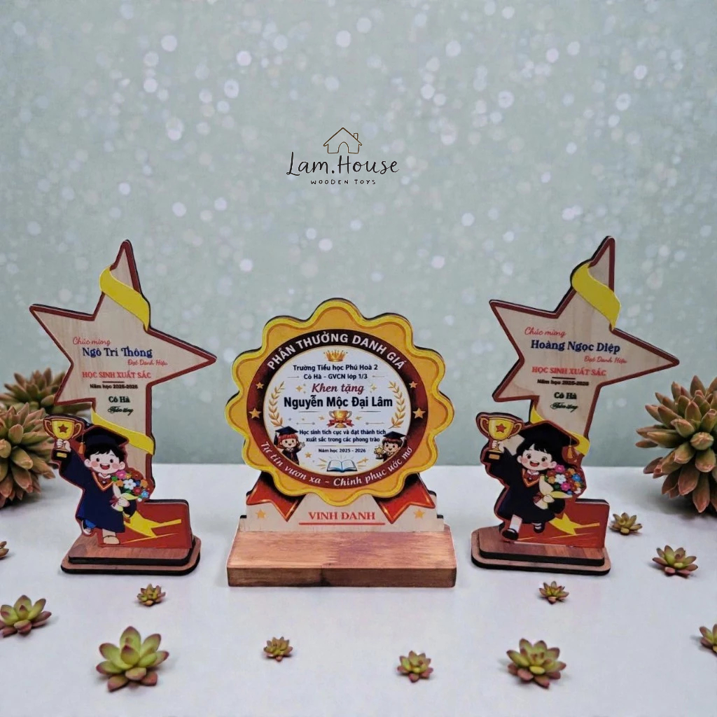 🏆 PLYWOOD CUP 5MM PLYWOOD พิมพ์ด้วย UV - ของขวัญรับปริญญาสําหรับเด็ก - LAMHOUSE 🎓