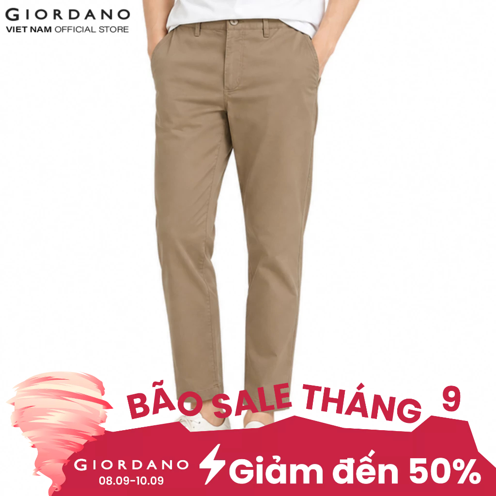 GIORDANO กางเกงหุ้มข้อสีกากีผู้ชาย 01125006