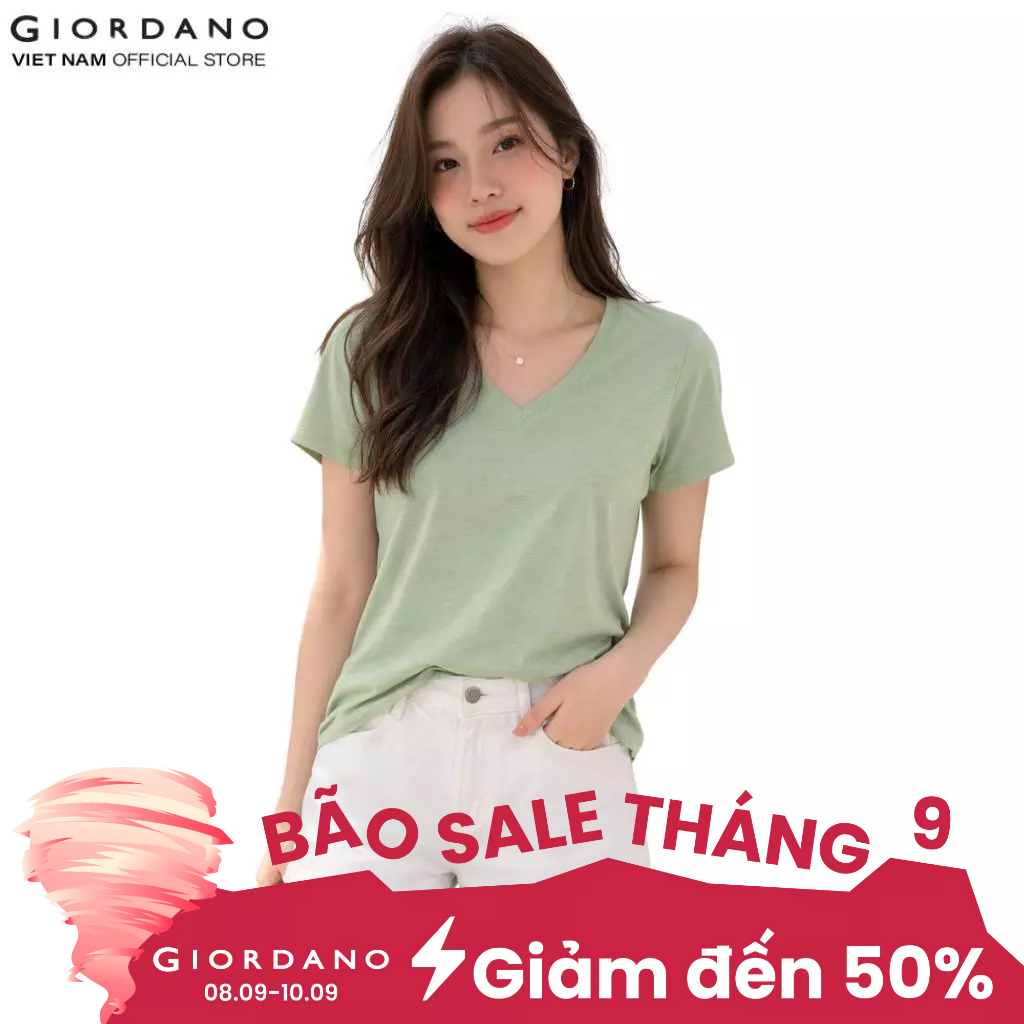 GIORDANO เสื้อยืดคอวีผู้หญิง 5325248