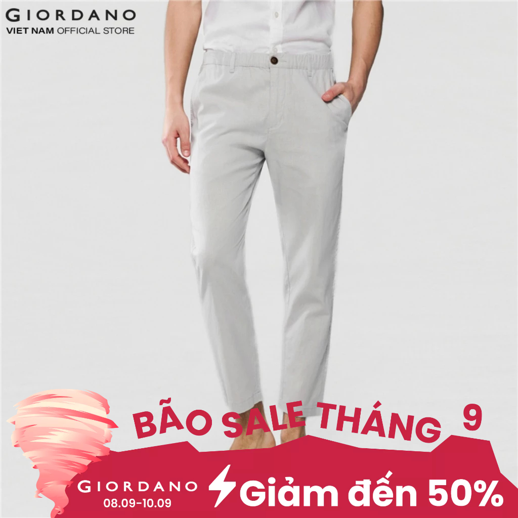 GIORDANO กางเกงข้อเท้าผ้าลินินผู้ชาย 01126202