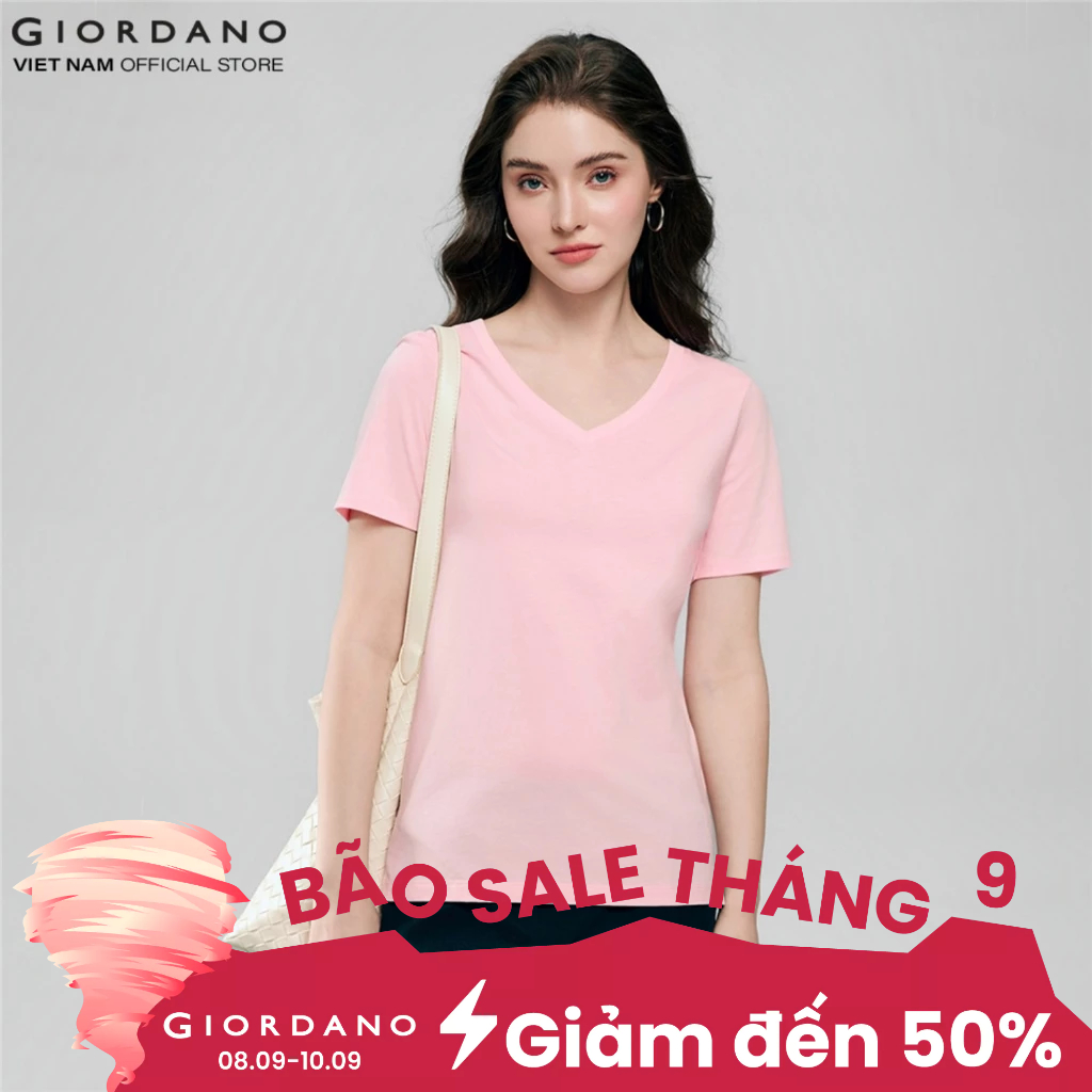 GIORDANO เสื้อยืดคอวีผู้หญิง 5326248