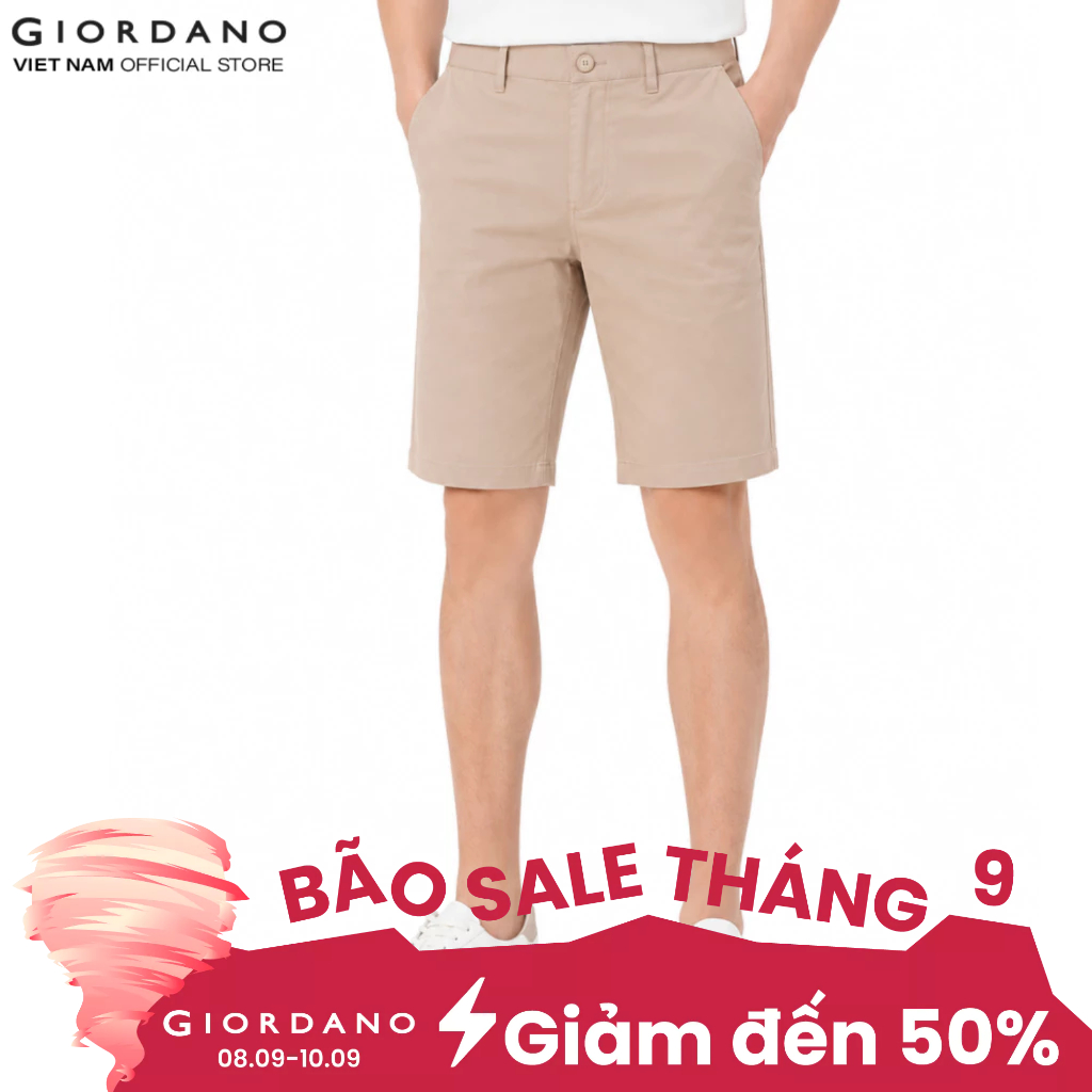 GIORDANO กางเกงขาสั้นผู้ชาย Khaki Cool 01105218