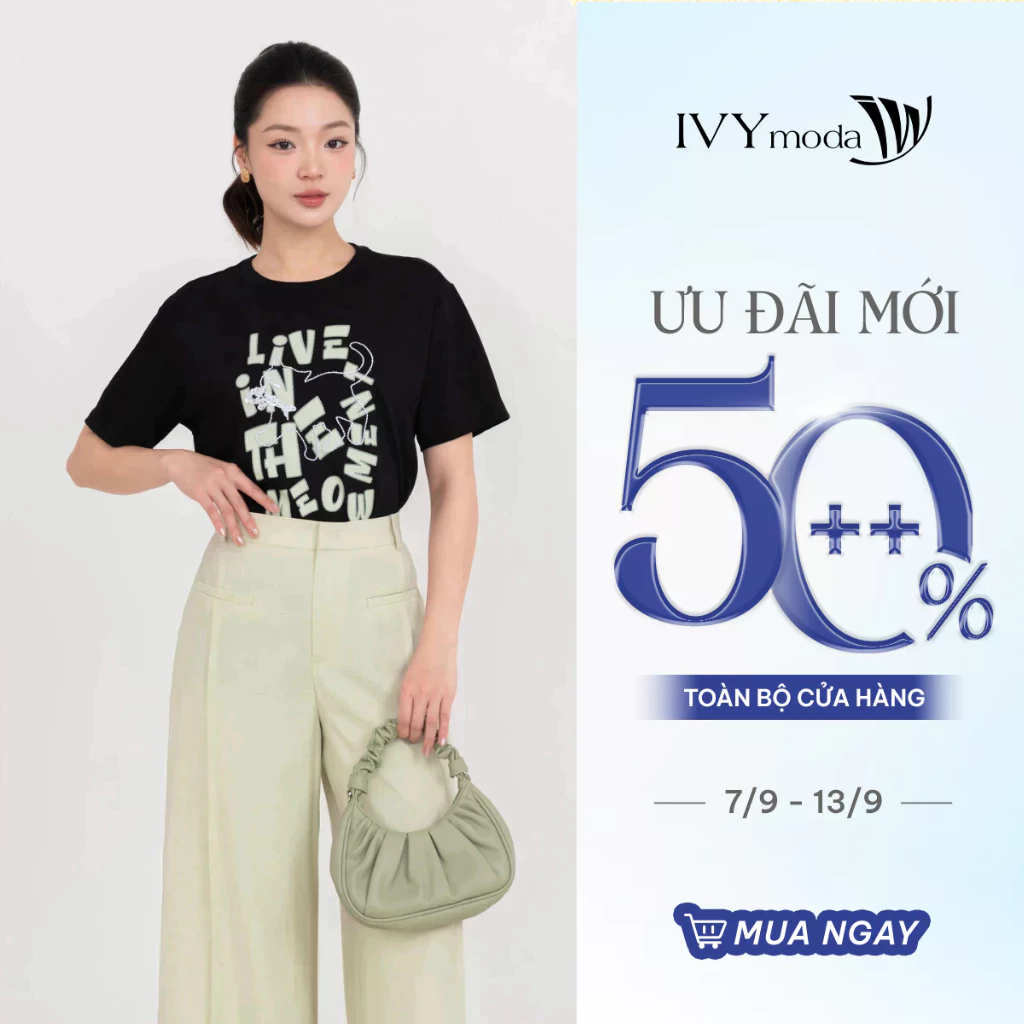 เสื้อยืดผ้าฝ้ายผู้หญิงปัก motifs เสื้อยืดสํานักงาน streetwear โมเดิร์น IVY moda MS 57M9124