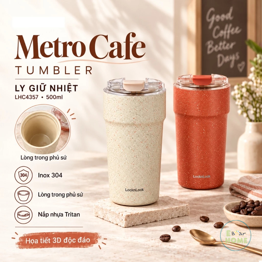 LocknLock Metro Cafe Tumbler LHC4357 500ml - Ebearhome