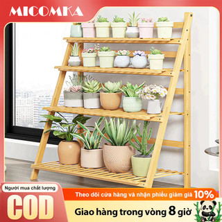 MIC kệ để chậu hoa cây cảnh Kệ hoa bằng tre thanh lịch Kệ để chậu hoa bằng tre chất lượng cao