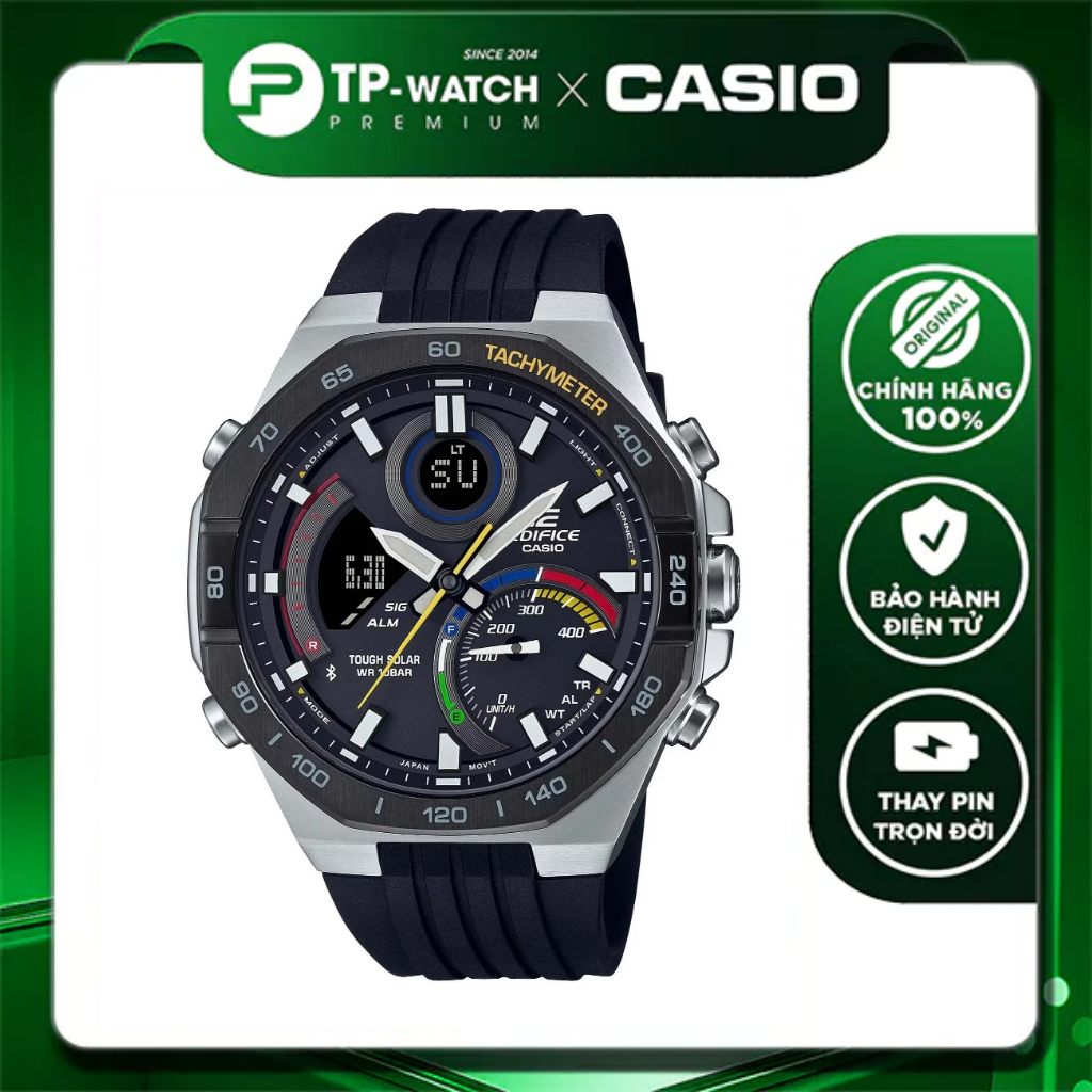 Casio Edifice ECB-950MP-1ADF นาฬิกาผู้ชายสายพลาสติกบลูทูธ - พลังงานแสงอาทิตย์ | ECB-950MP-1A
