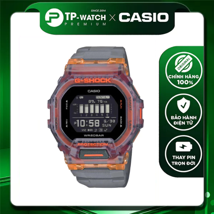 Casio G-Shock GBD-200SM-1A5DR นาฬิกาผู้ชายสายพลาสติกบลูทูธ - GBD-200SM-1A5
