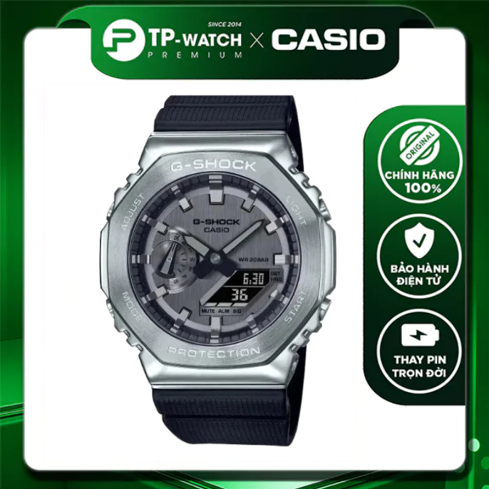 Casio G-Shock GM-2100-1A สายรัดพลาสติกนาฬิกาผู้ชายเคสเหล็กแท้ - GM-2100-1ADR Carbon Core