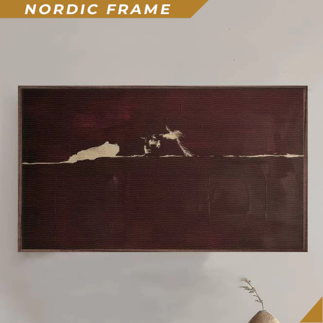 ภาพวาดติดผนัง, Samsung Frame Tv Minimalist Art, Frame Tv Boho Abstract Painting Burgundy Tones Digit