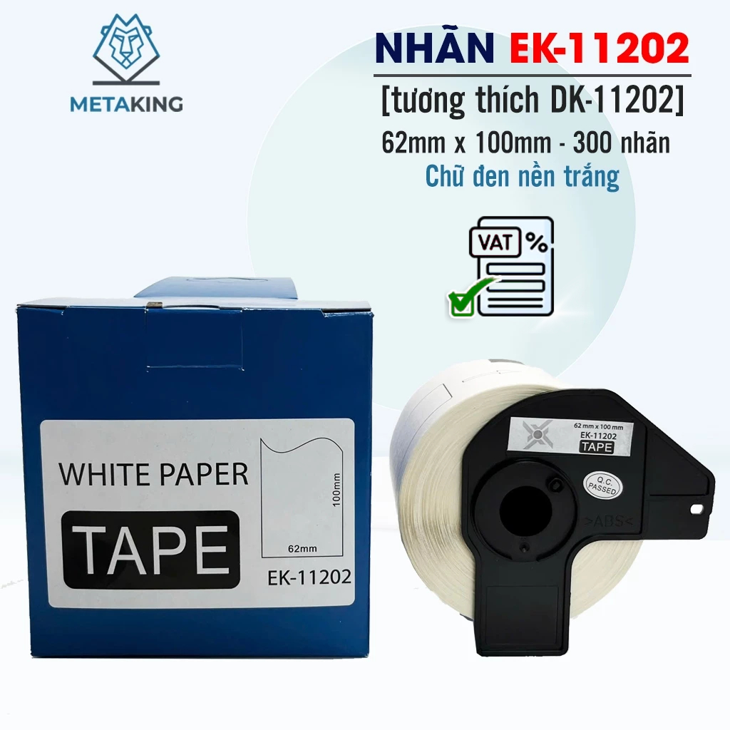 ป้ายพิมพ์ลาย EK-11202 / ข้อความสีดําบนพื้นสีขาว / ใช้ได้กับป้าย Brother DK-11202